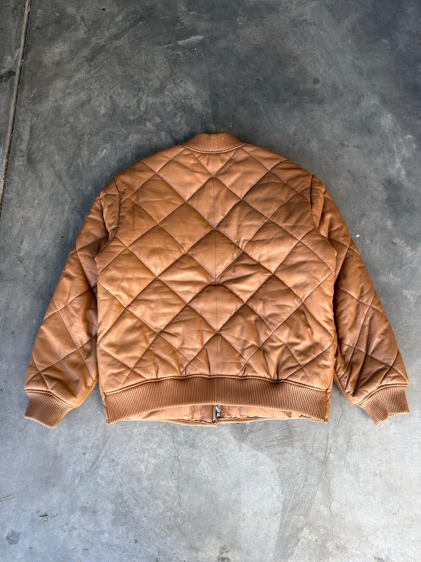 supreme quilted leather work jacket brown