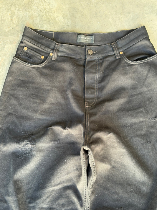 Balenciaga Black Baggy Destroyed Denim
