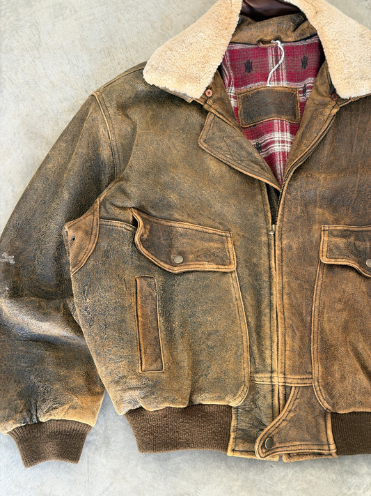 70s suede flight bomber