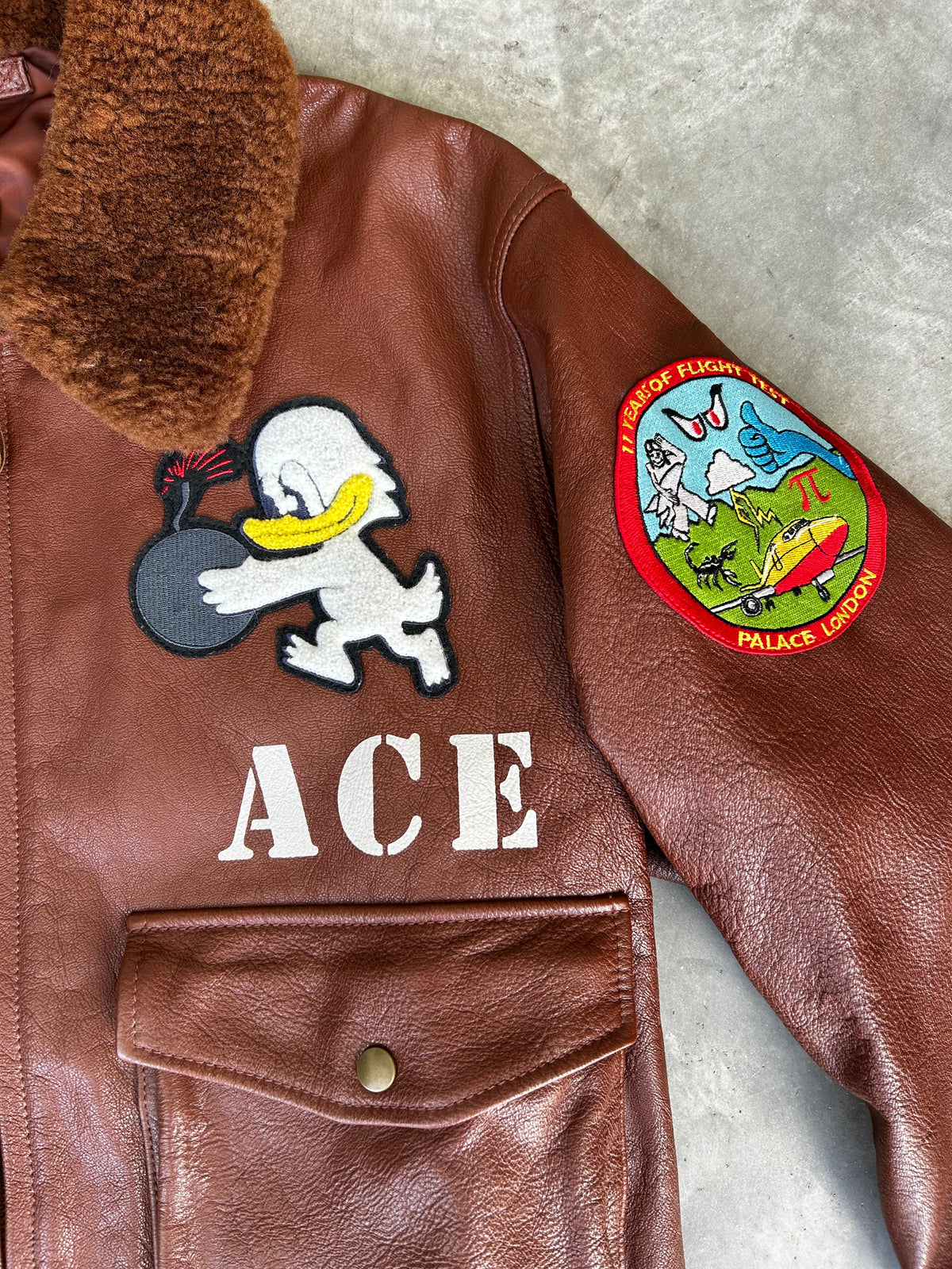 duck leather bomber