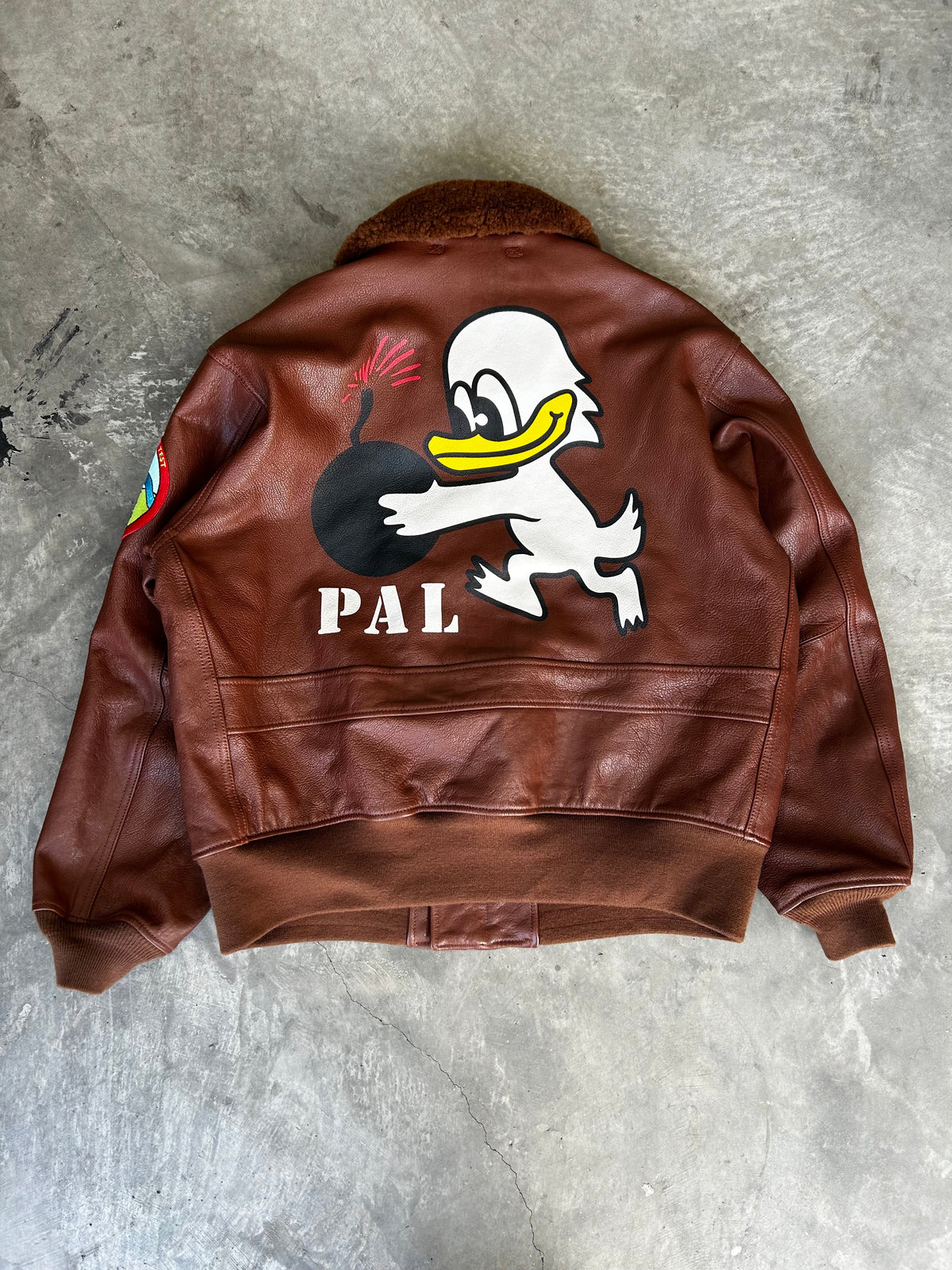 duck leather bomber