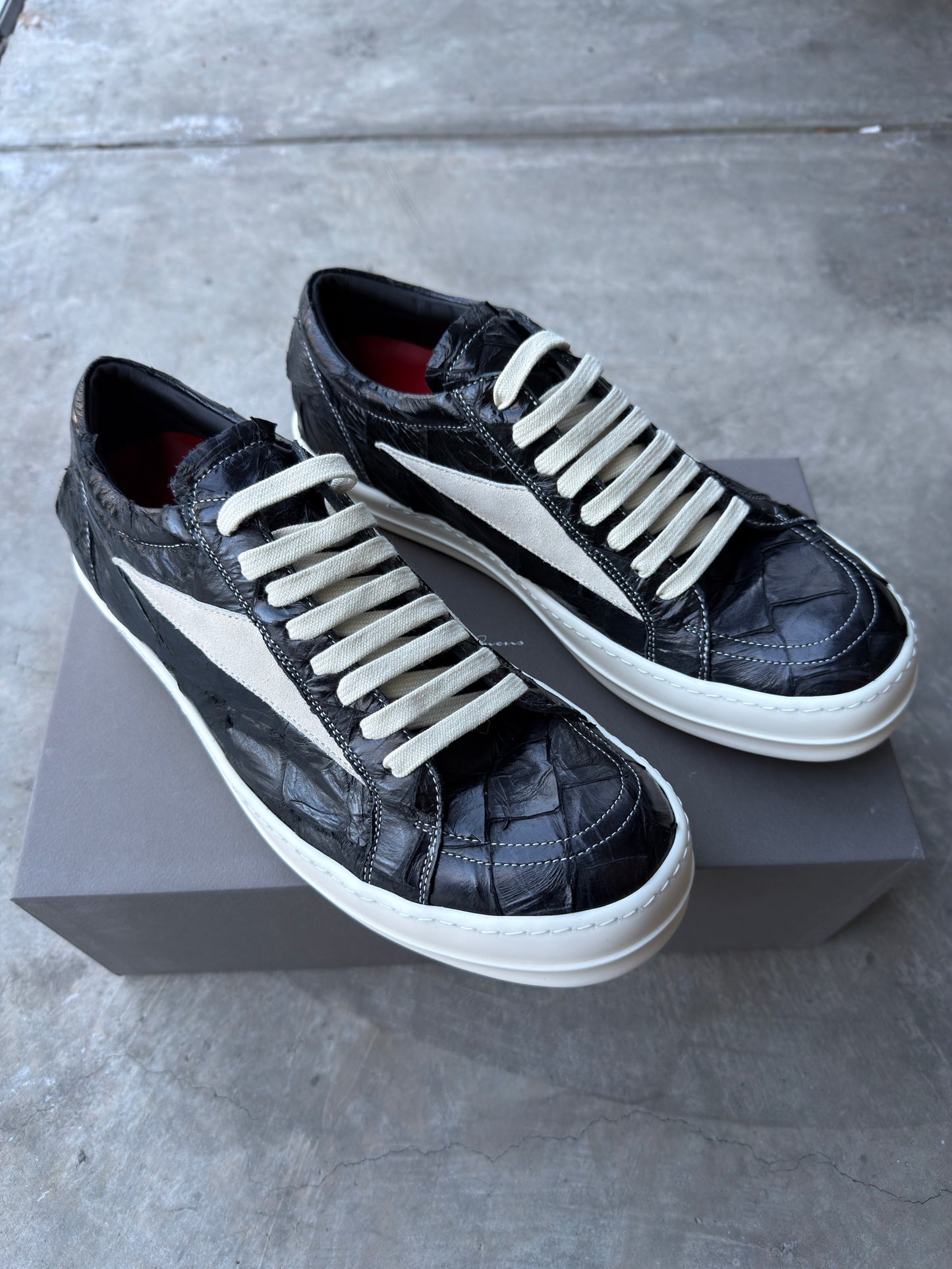 Maxfield exclusive Rick Owen Pirarucu leather sneaks