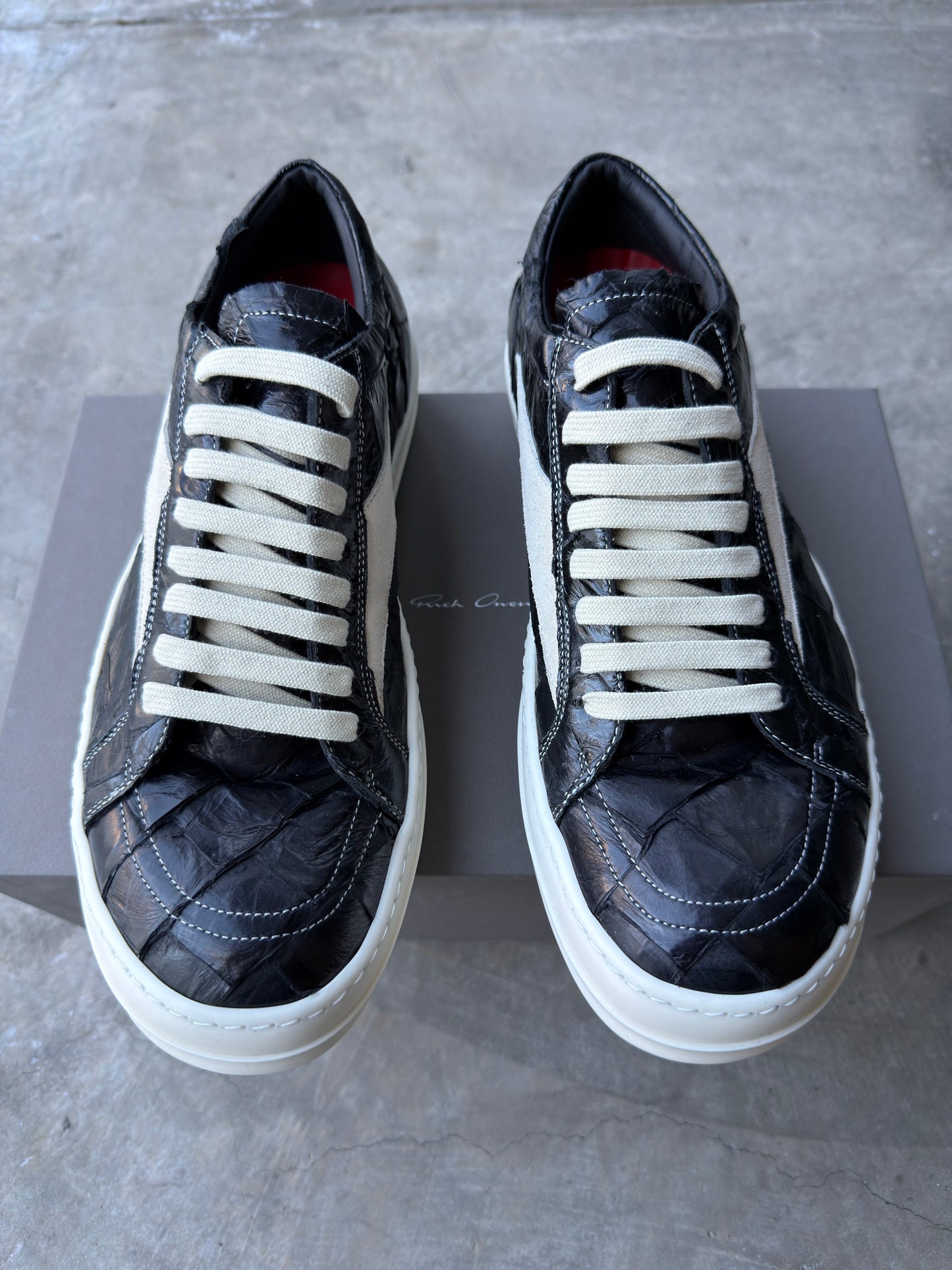 Maxfield exclusive Rick Owen Pirarucu leather sneaks