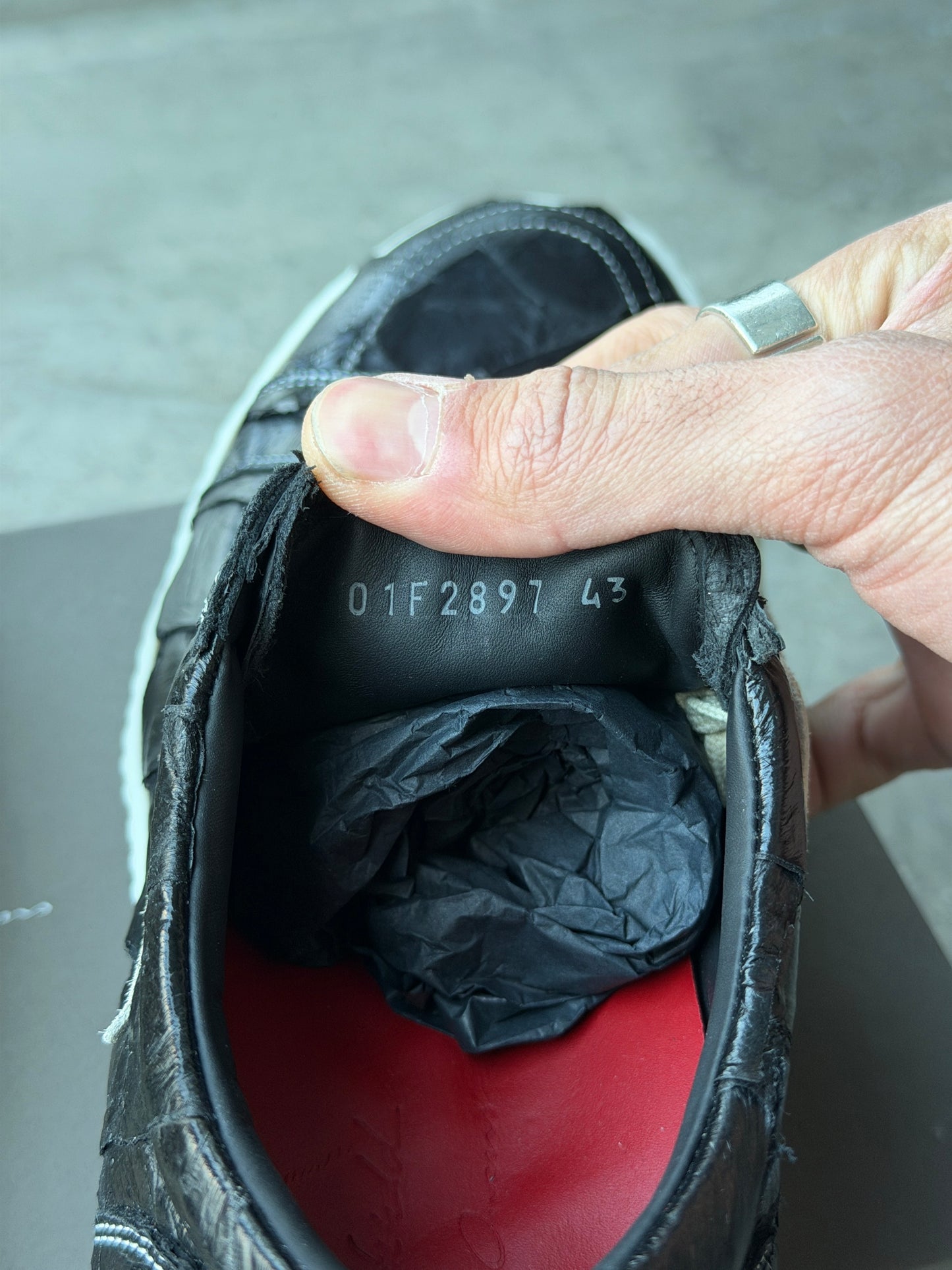 Maxfield exclusive Rick Owen Pirarucu leather sneaks