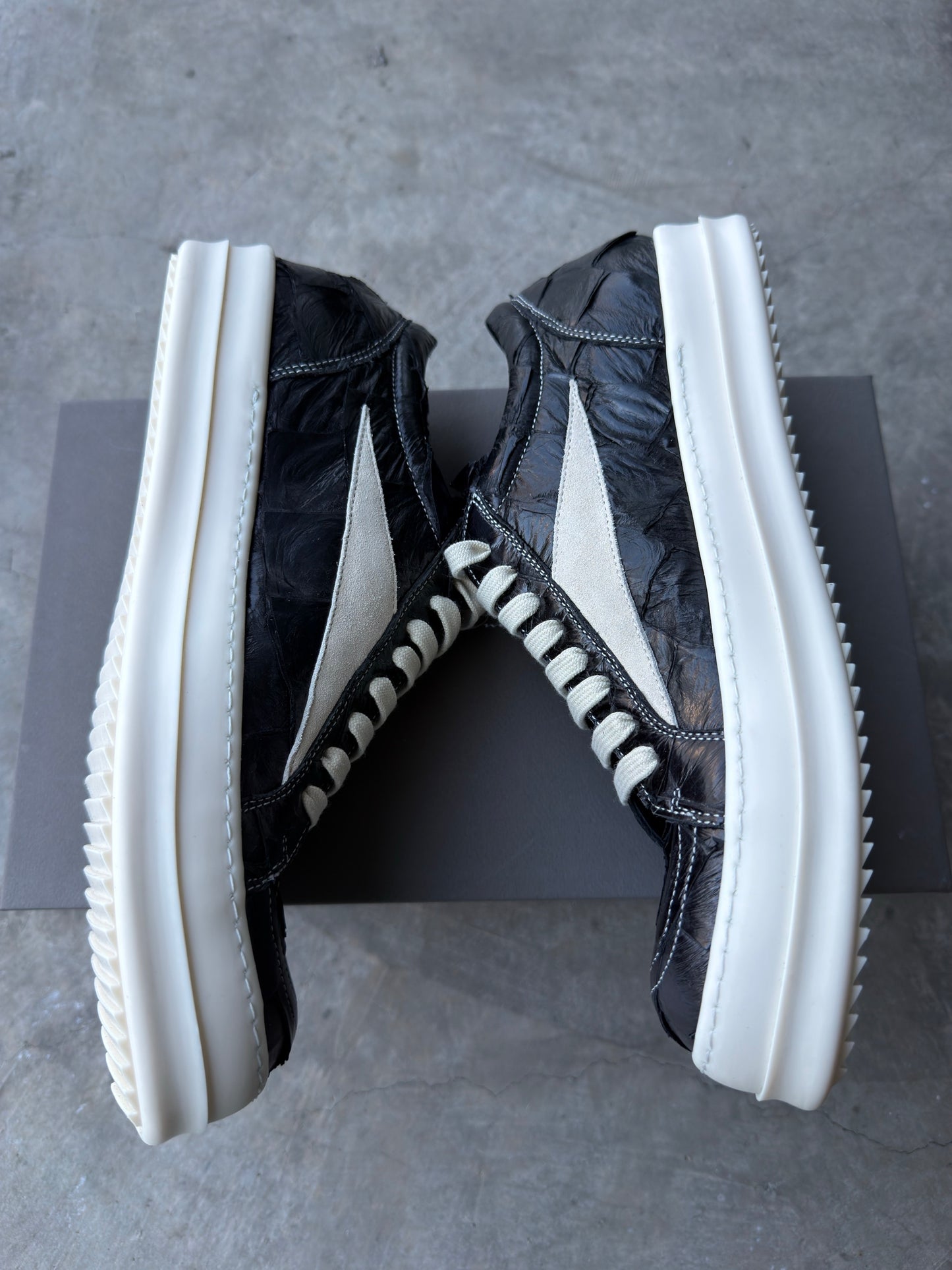 Maxfield exclusive Rick Owen Pirarucu leather sneaks