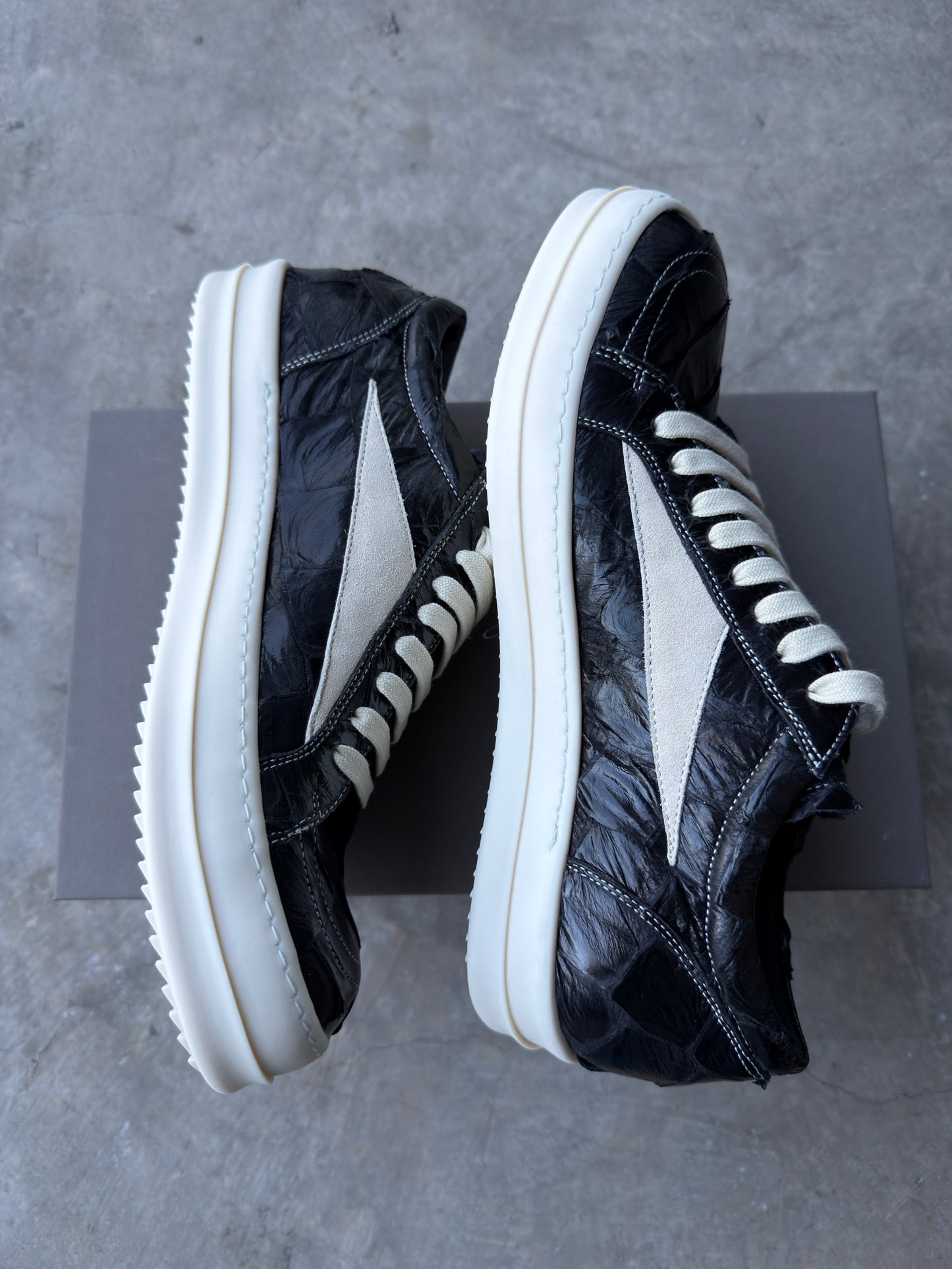 Maxfield exclusive Rick Owen Pirarucu leather sneaks