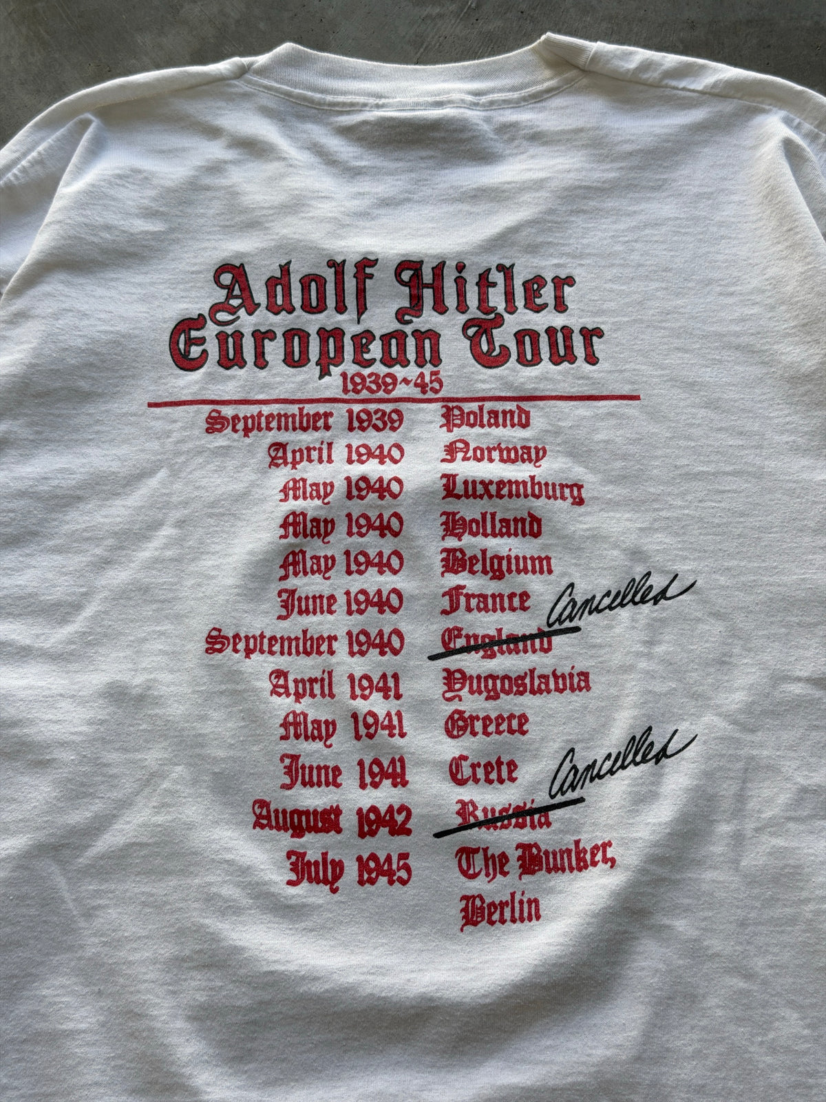 1980s Adolf Hitler European tour tee
