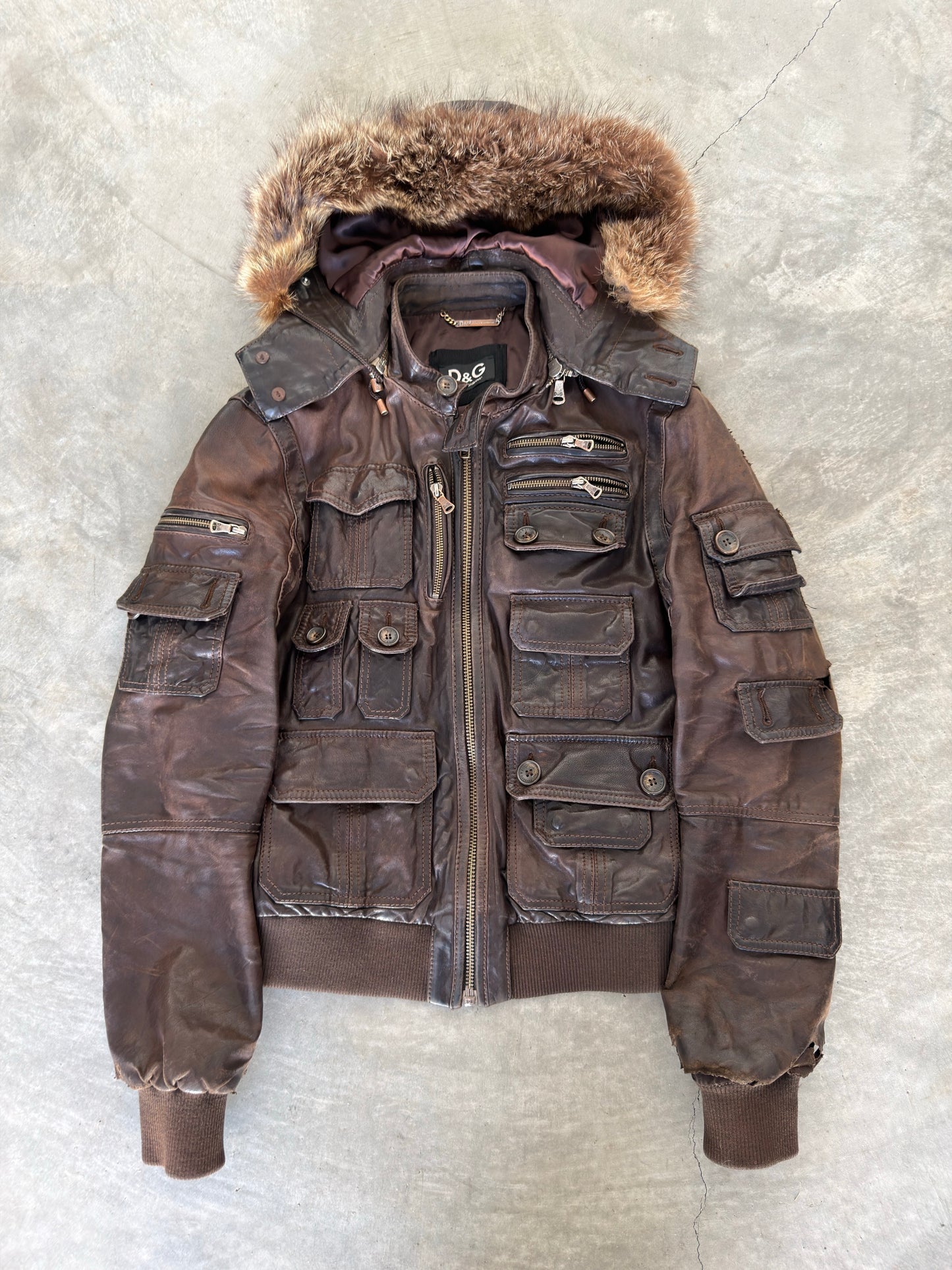 AW04 Dolce and gabbana cargo leather bomber