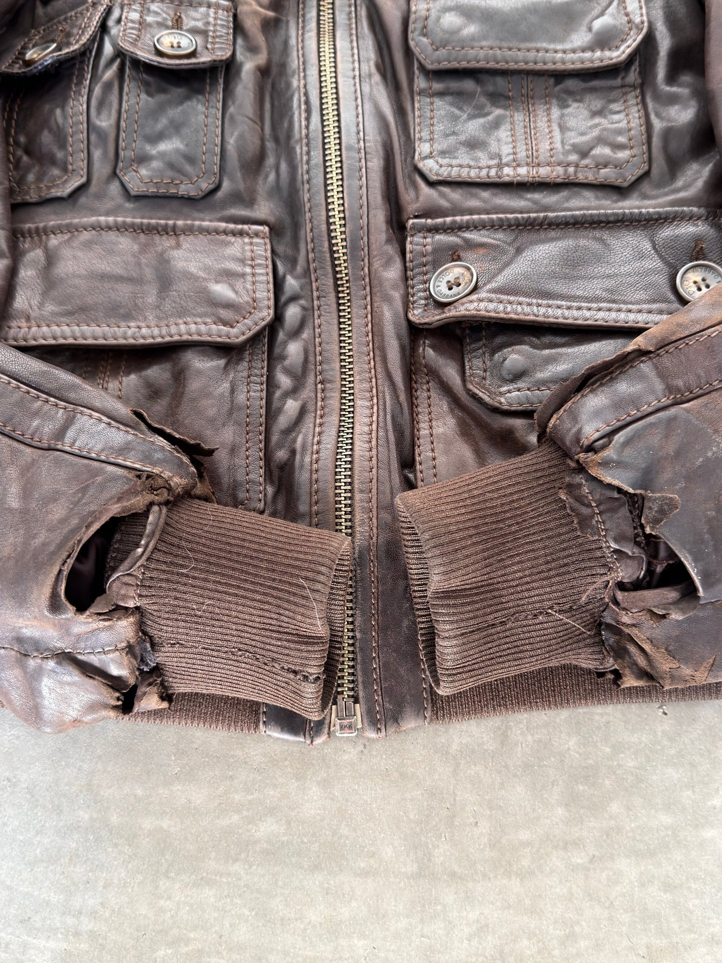 AW04 Dolce and gabbana cargo leather bomber