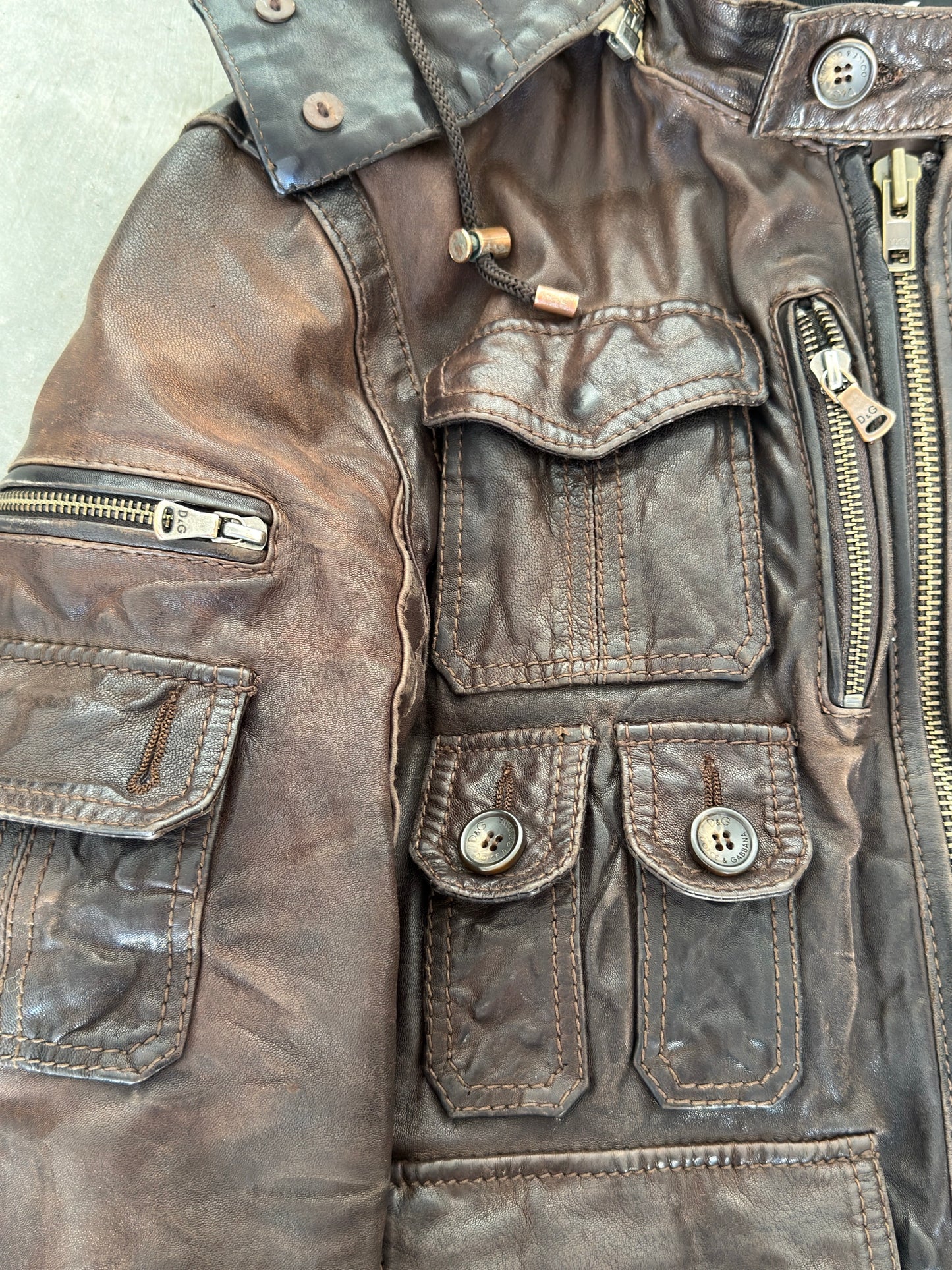 AW04 Dolce and gabbana cargo leather bomber