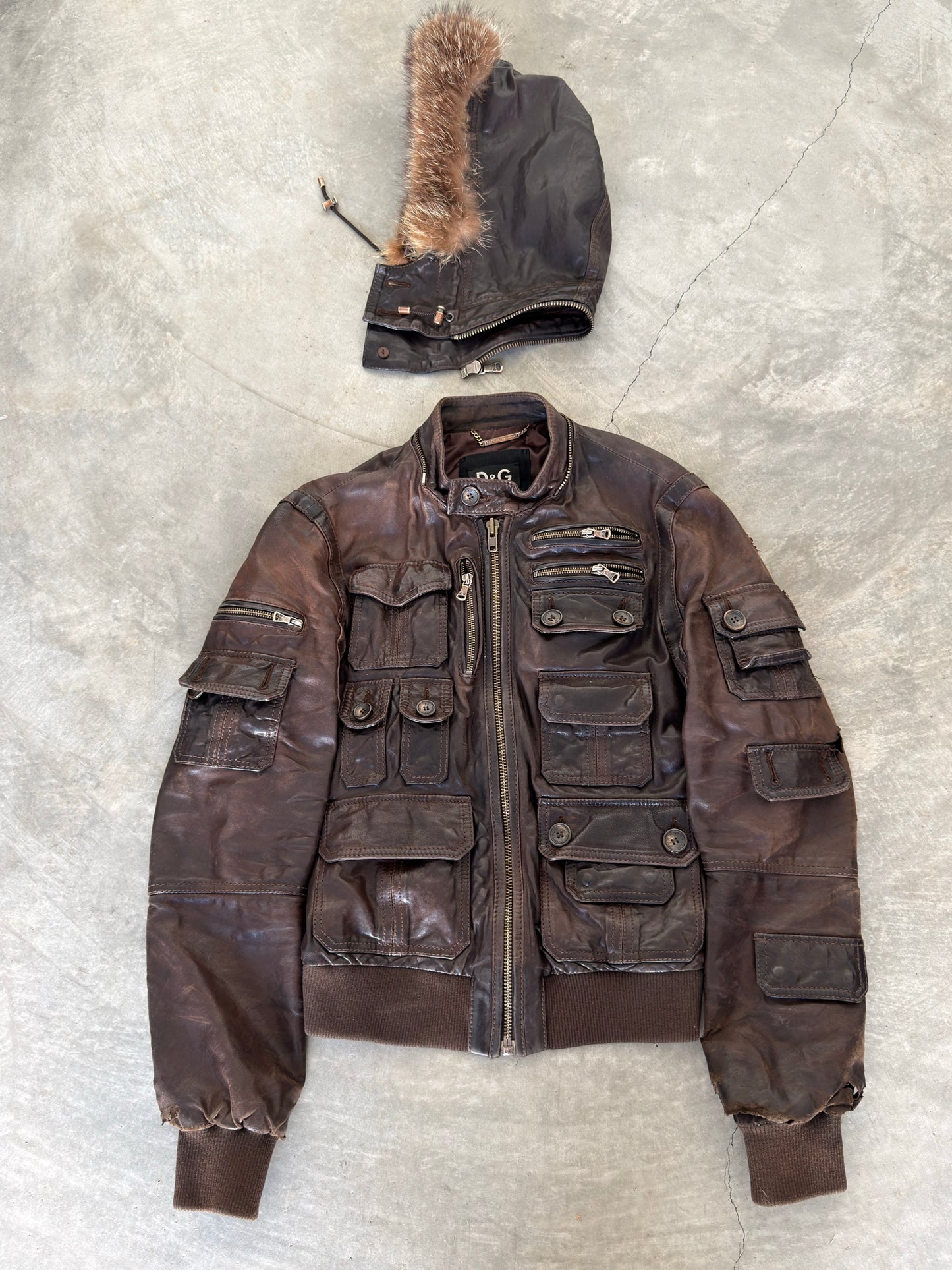 AW04 Dolce and gabbana cargo leather bomber