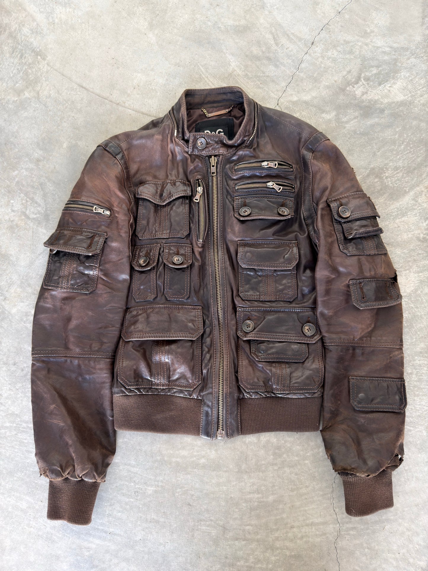 AW04 Dolce and gabbana cargo leather bomber