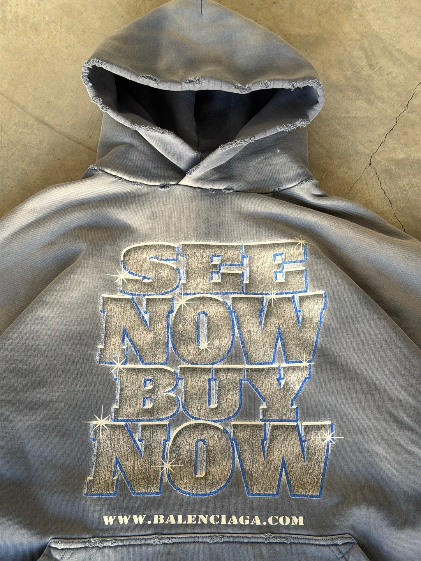 Balenciaga blue "see now buy now" hoodie