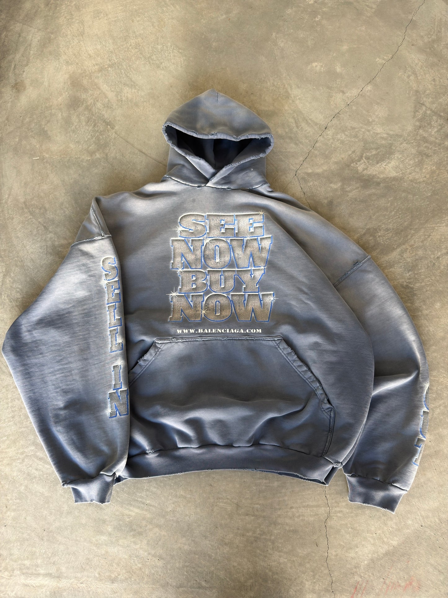 Balenciaga blue "see now buy now" hoodie