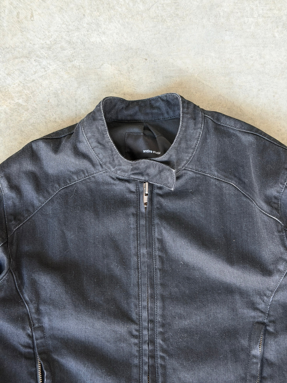Entire studios denim moto jacket
