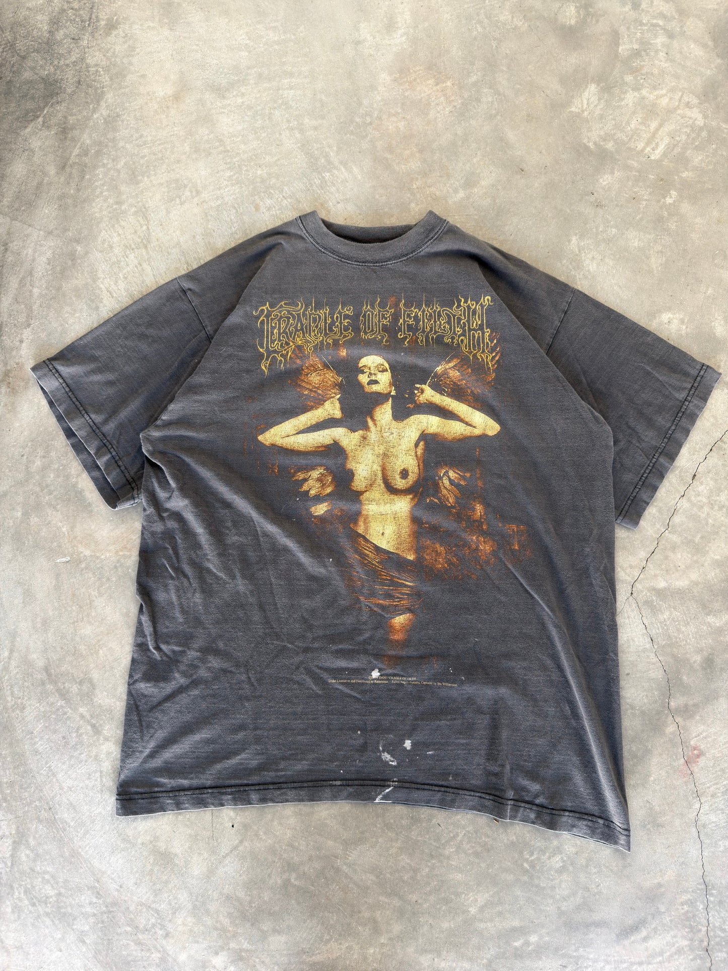 vintage cradle of filth "martyred for a mortal sin" tee