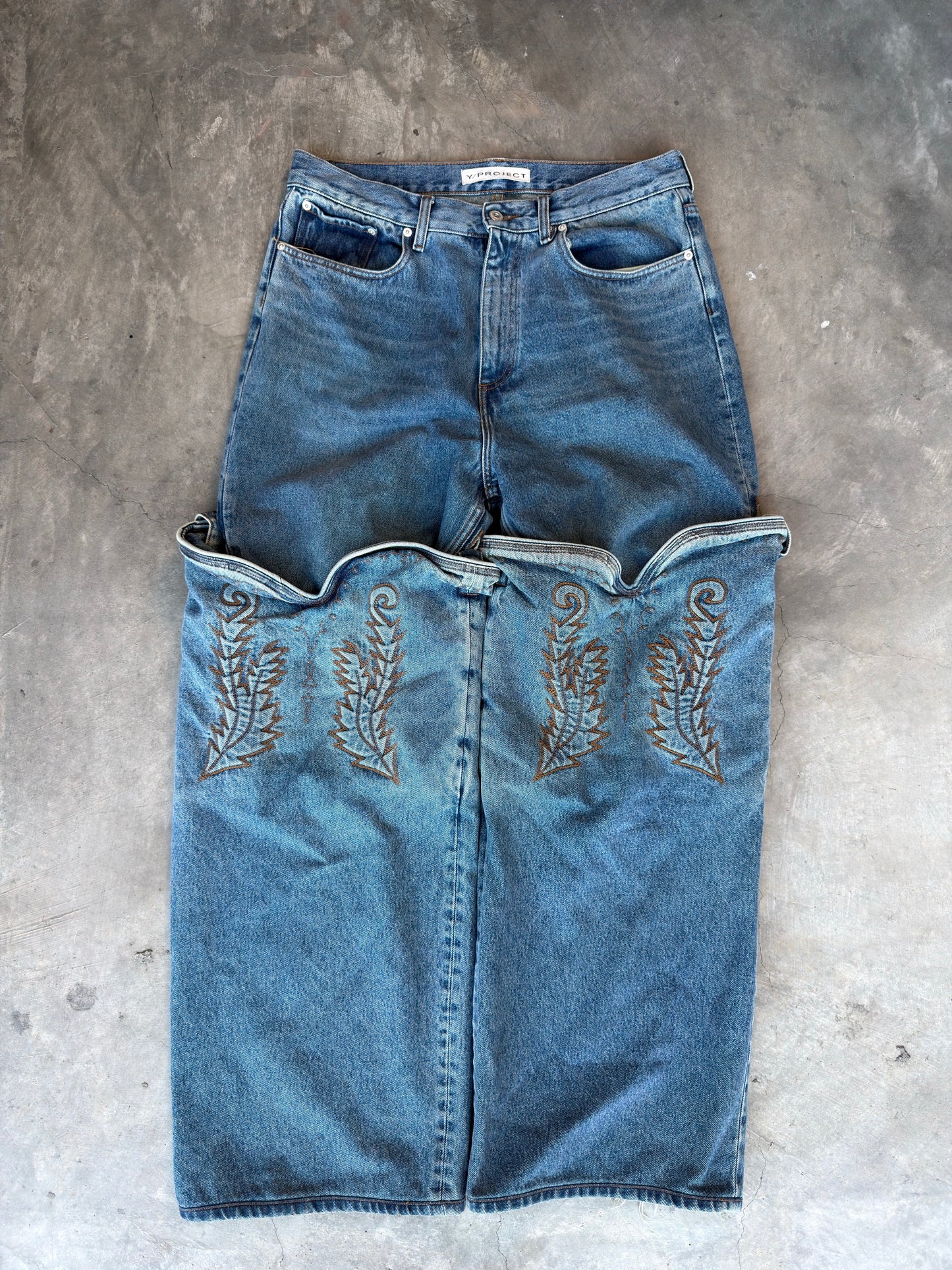 Y project cowboy cuff denim jeans
