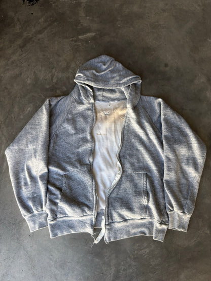 70s thermal lined heather grey zip up