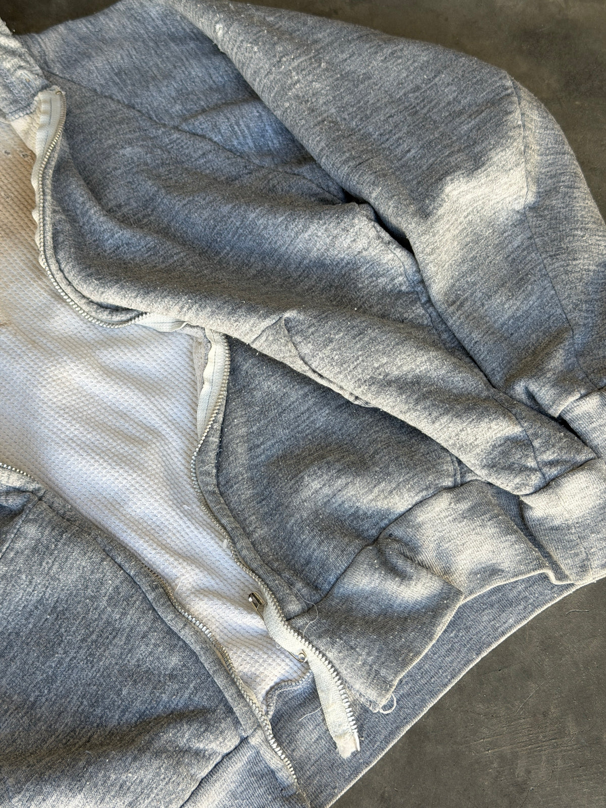 70s thermal lined heather grey zip up