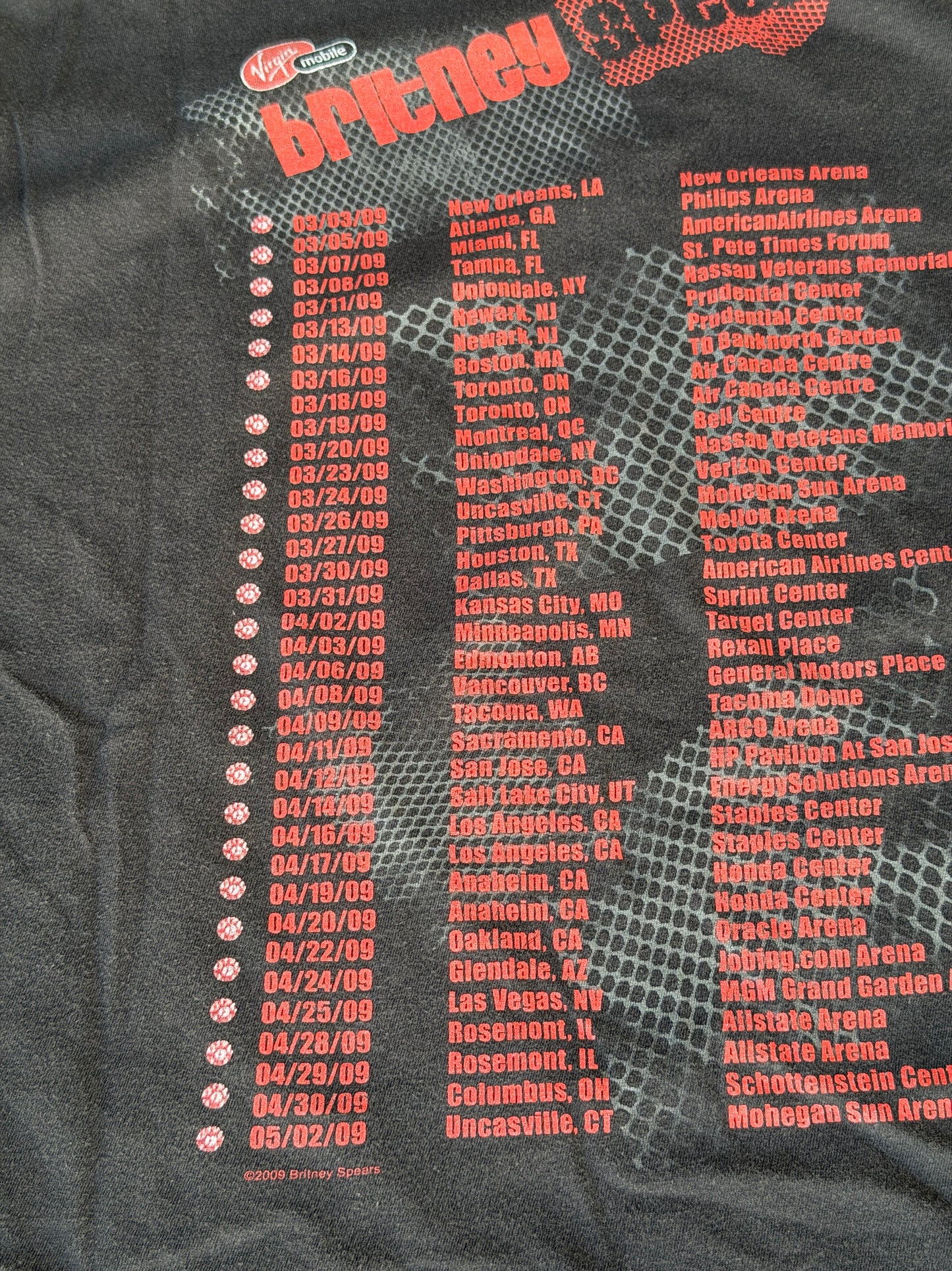 2009 Britney spears tour tee