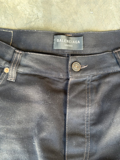 Balenciaga Black Baggy Destroyed Denim