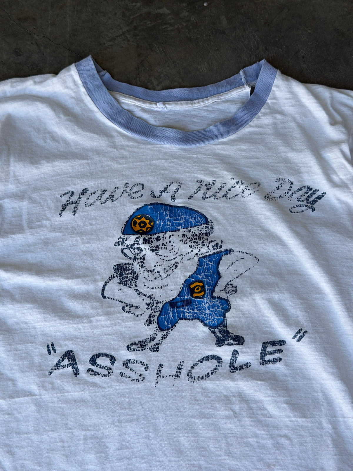 70s "Asshole" blue ringer tee