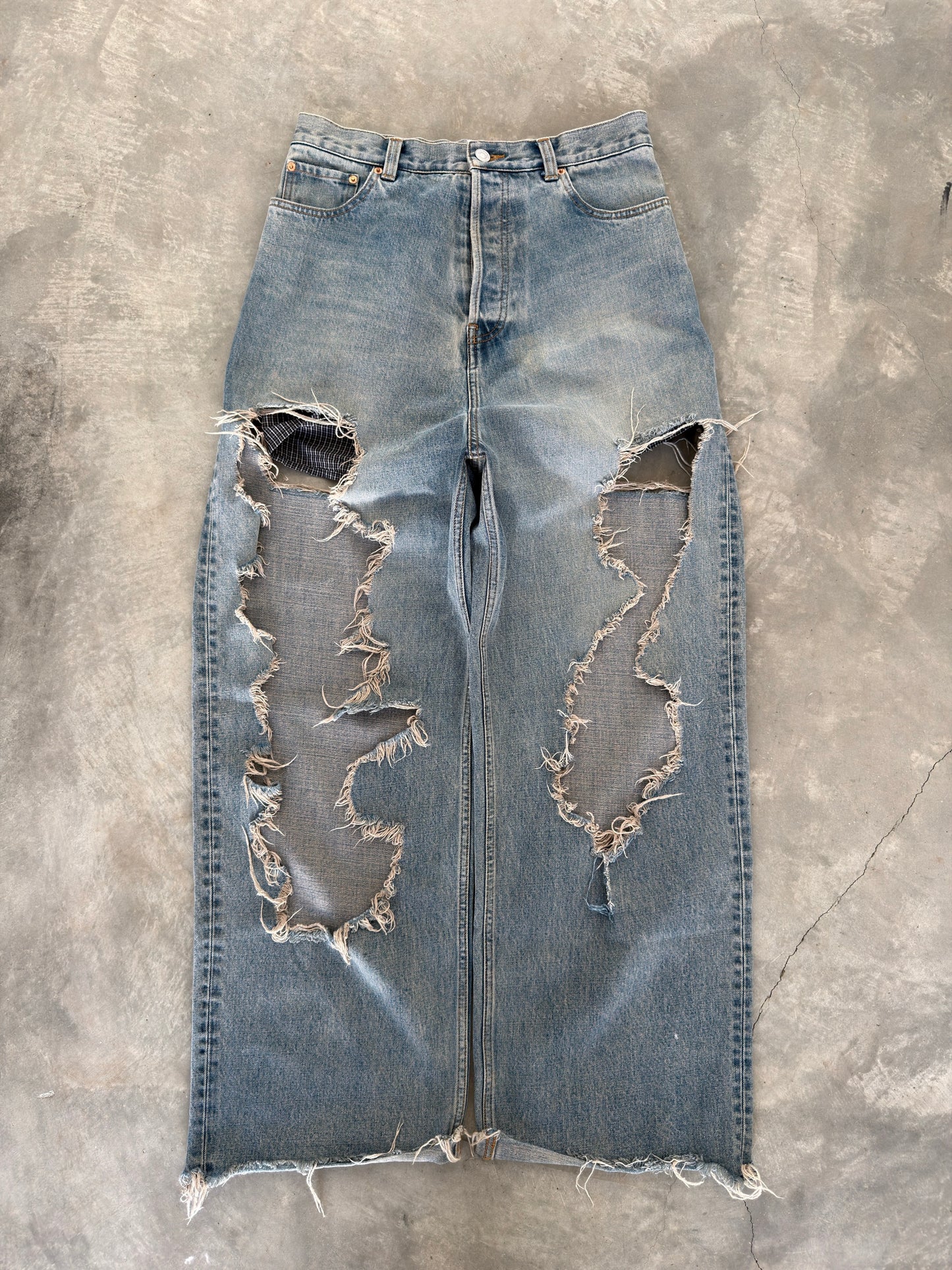 Balenciaga FW21 runway baggy destroyed boxer denim