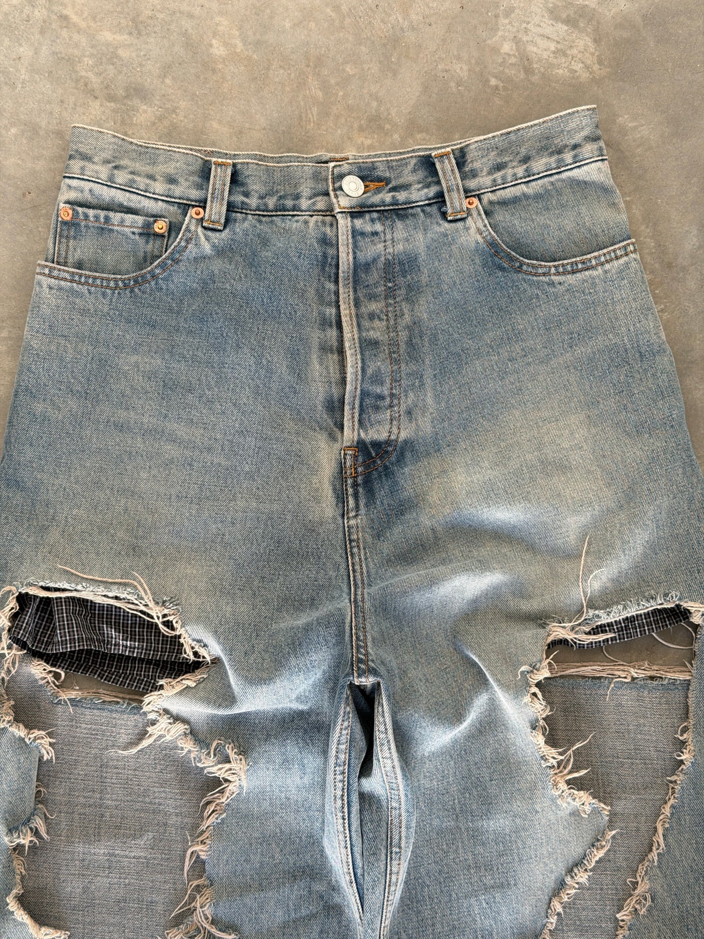 Balenciaga FW21 runway baggy destroyed boxer denim