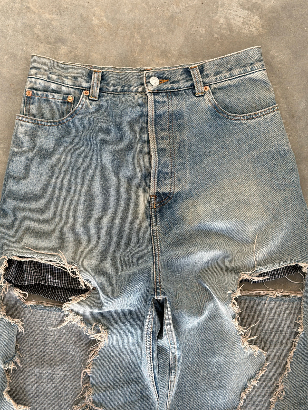 Balenciaga AW21 runway baggy destroyed boxer denim