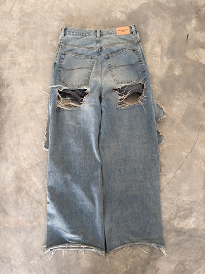 Balenciaga FW21 runway baggy destroyed boxer denim