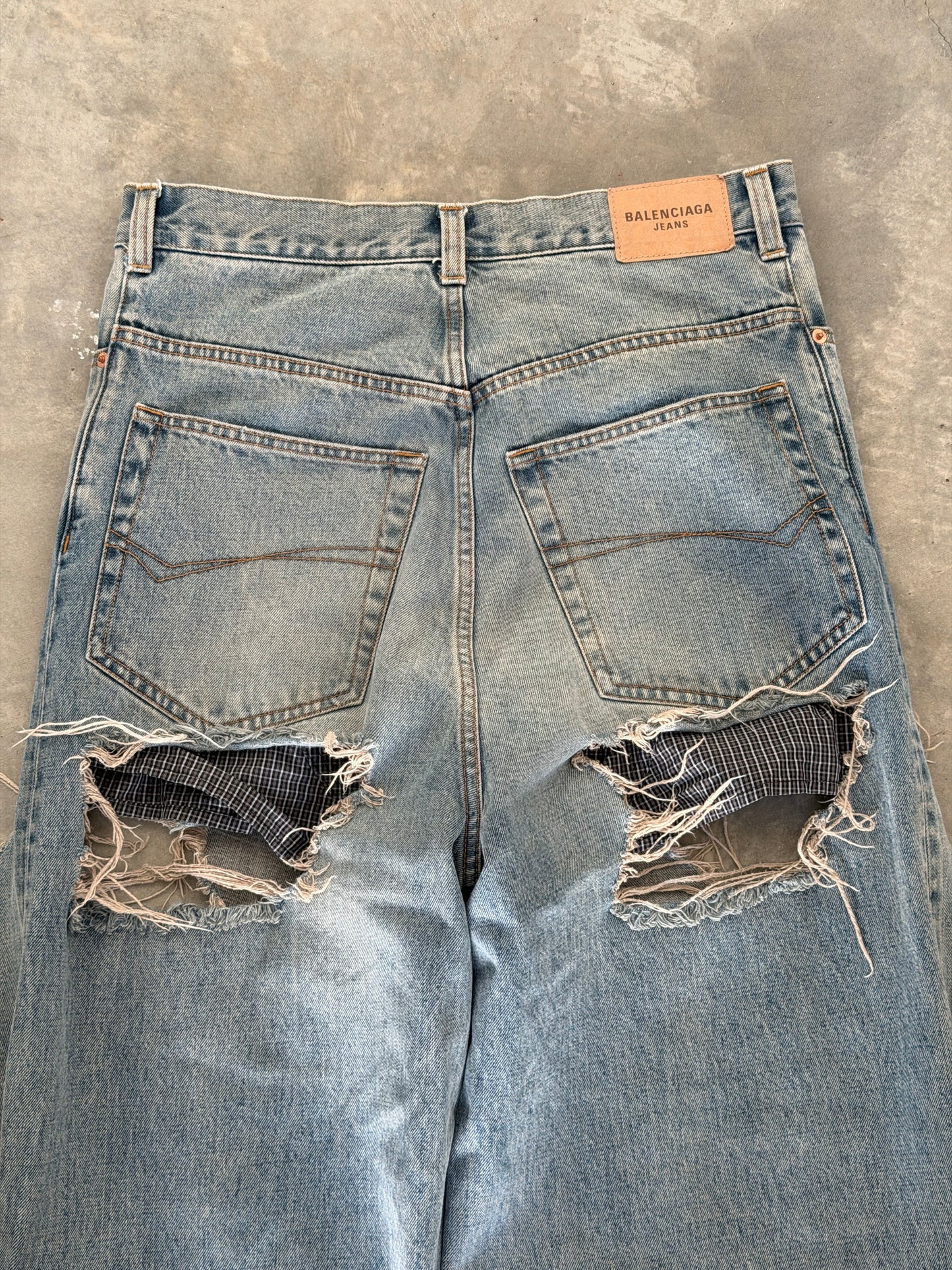 Balenciaga FW21 runway baggy destroyed boxer denim