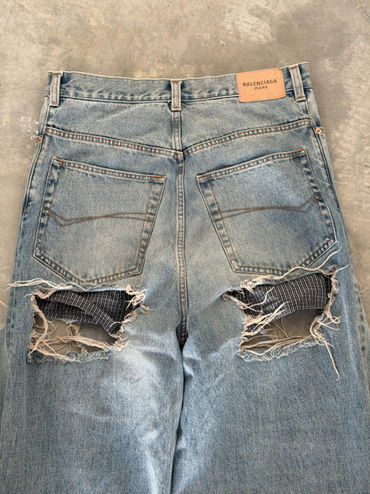 Balenciaga FW21 runway baggy destroyed boxer denim