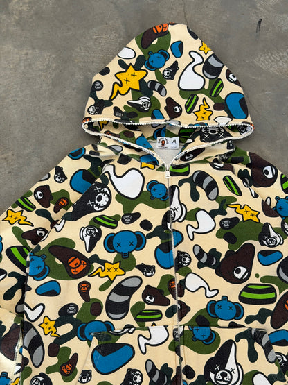 baby milo bape x kaws animal kingdom full zip hoodie