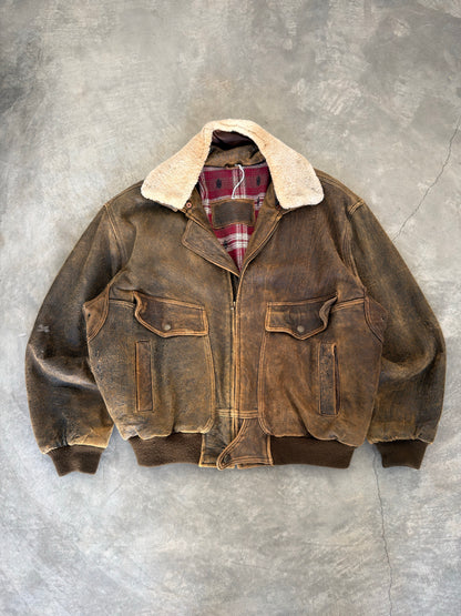 70s suede flight bomber