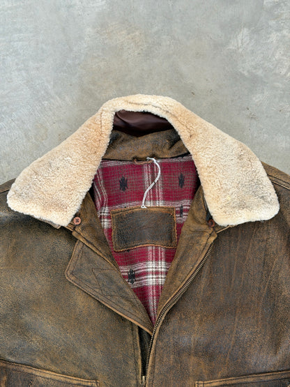 70s suede flight bomber