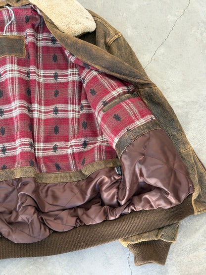 70s suede flight bomber