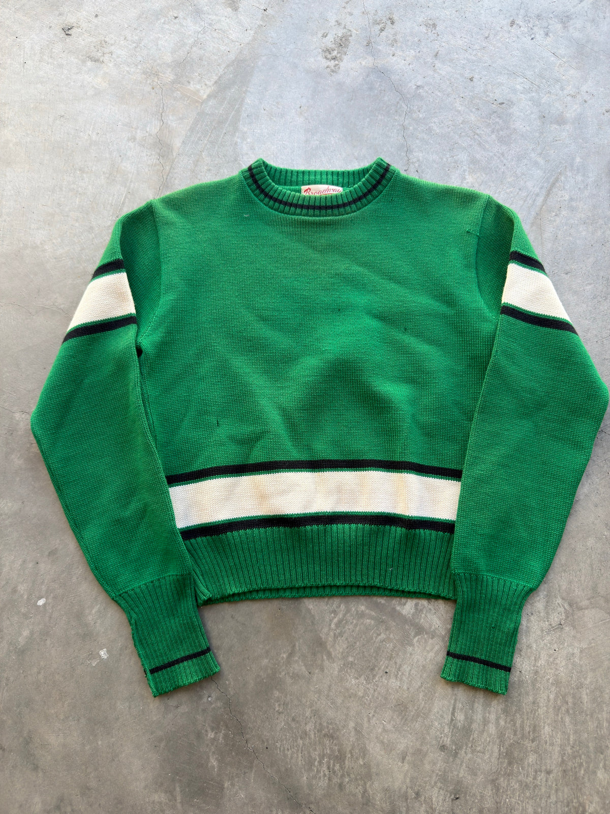 1950s Kelly green striped wool sweater