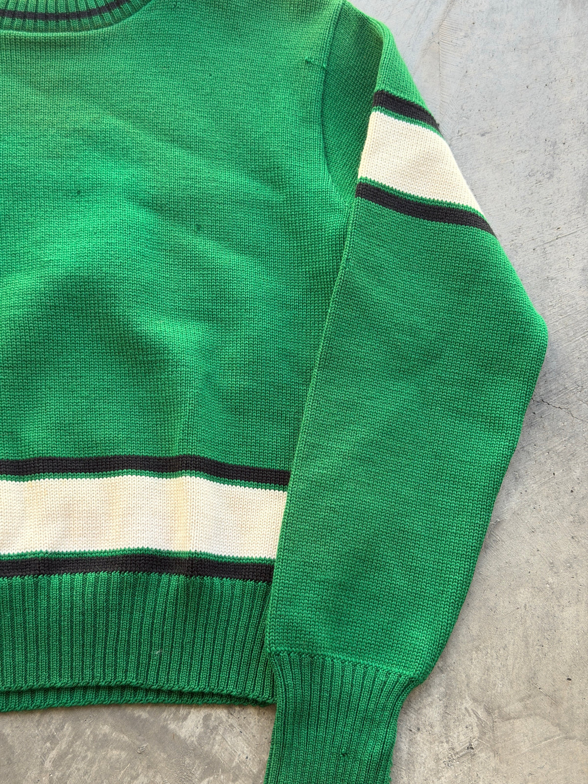 1950s Kelly green striped wool sweater