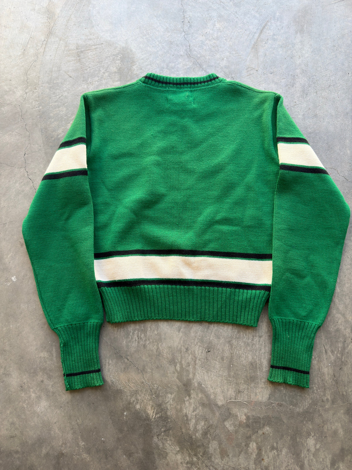 1950s Kelly green striped wool sweater