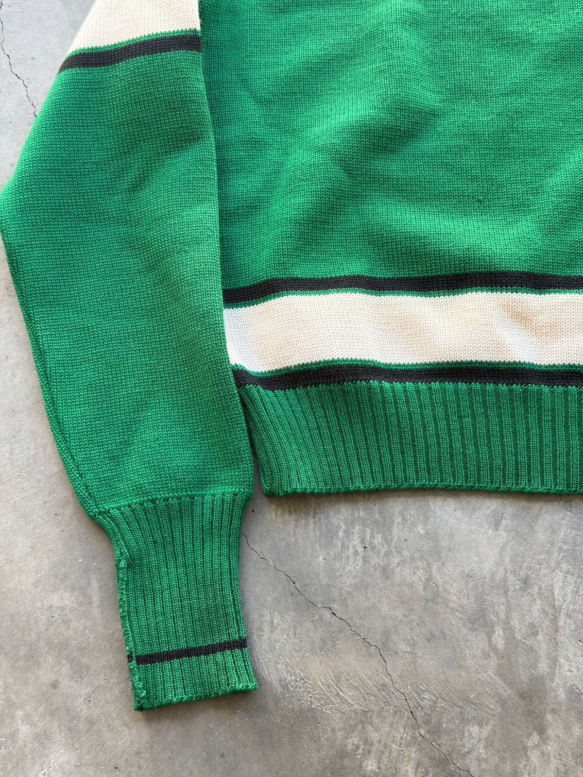 1950s Kelly green striped wool sweater