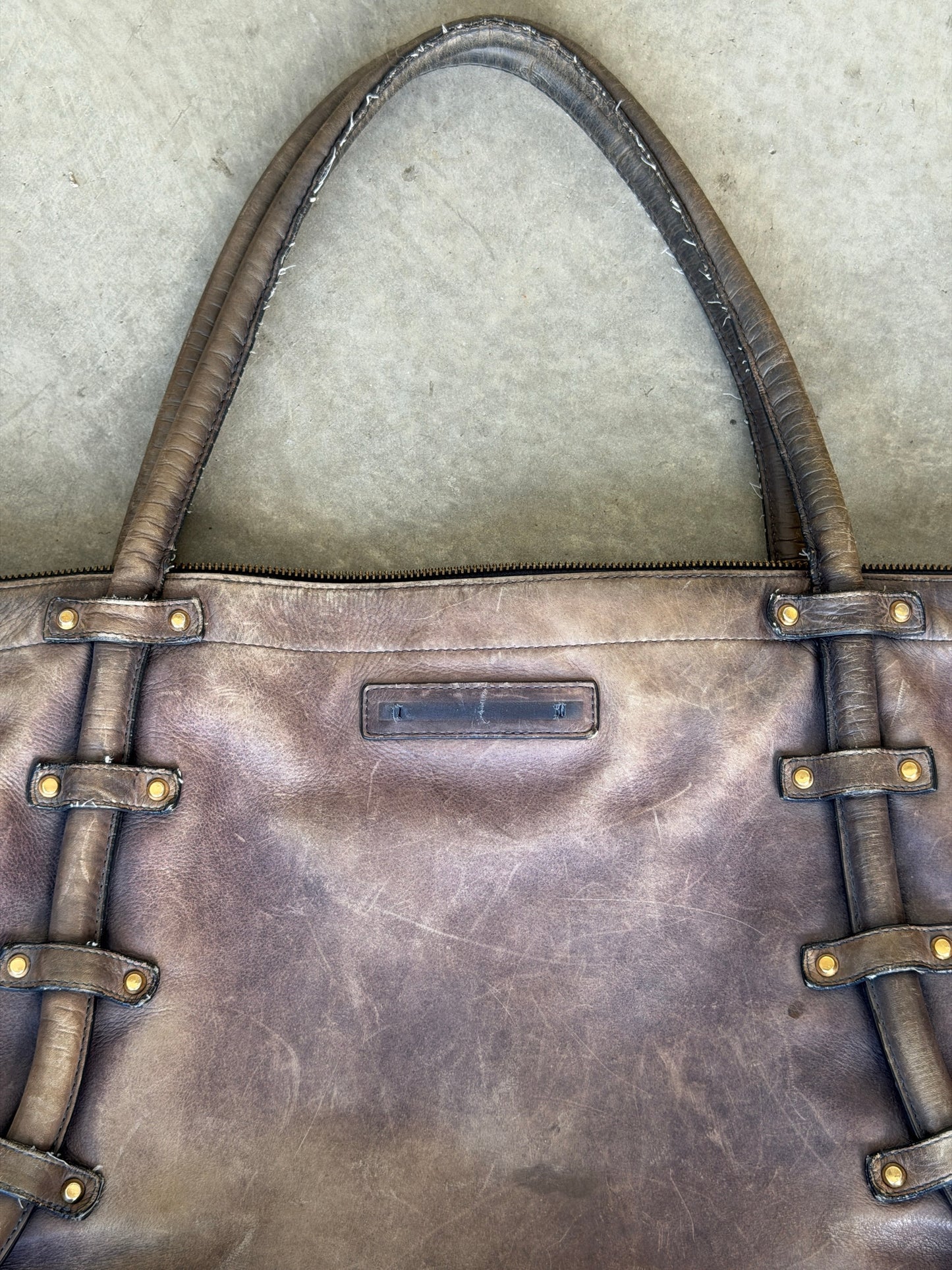 vintage leather rivet bag
