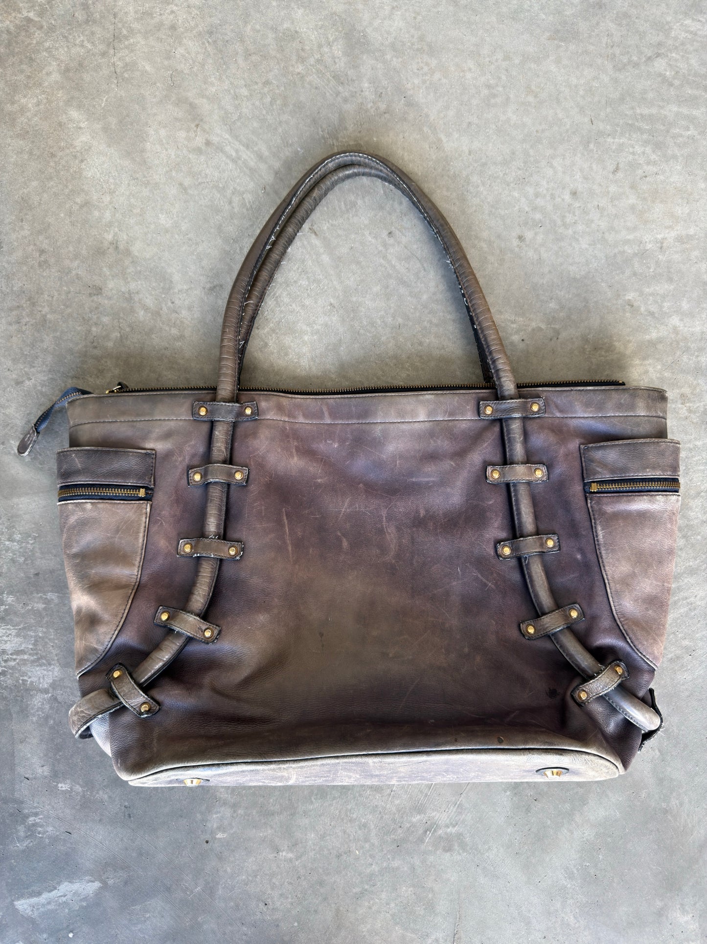 vintage leather rivet bag
