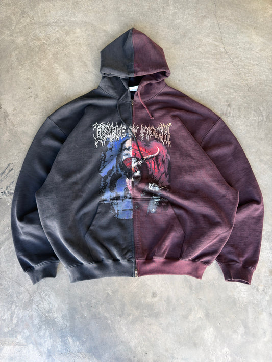 Vetements x cradle of filth split zip up hoodie