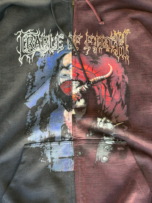 Vetements x cradle of filth split zip up hoodie