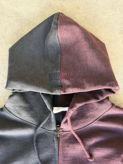 Vetements x cradle of filth split zip up hoodie