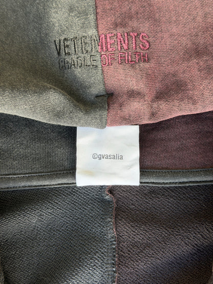 Vetements x cradle of filth split zip up hoodie