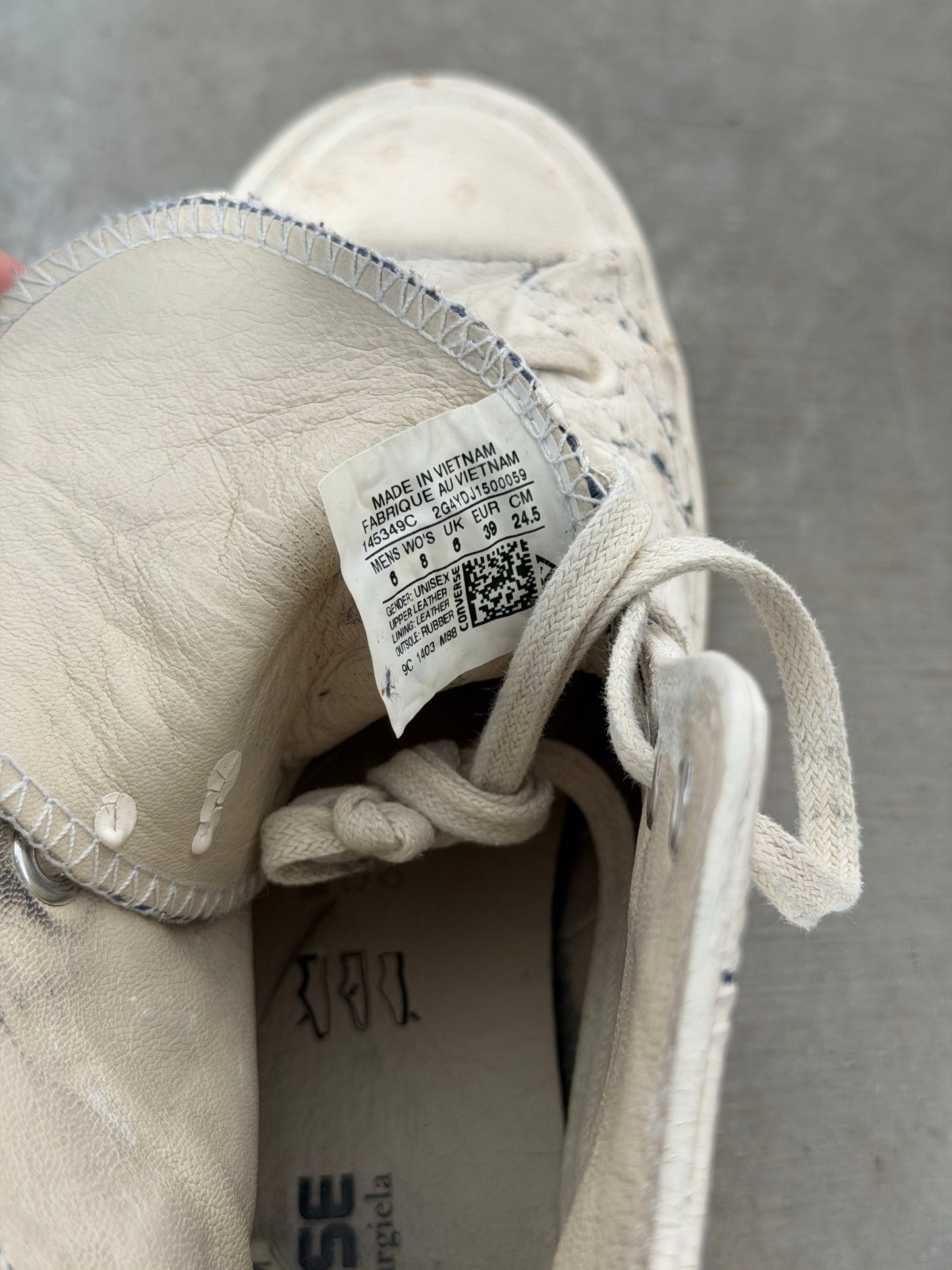 Maison Margiela x converse painted blue