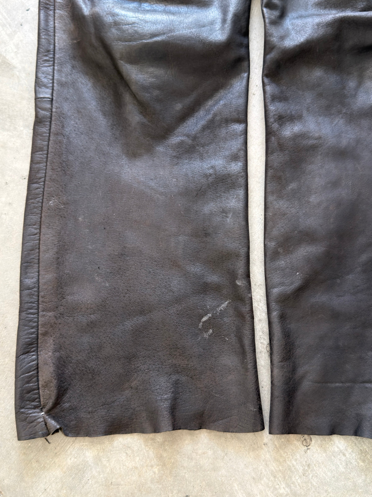thrashed brown leather pant