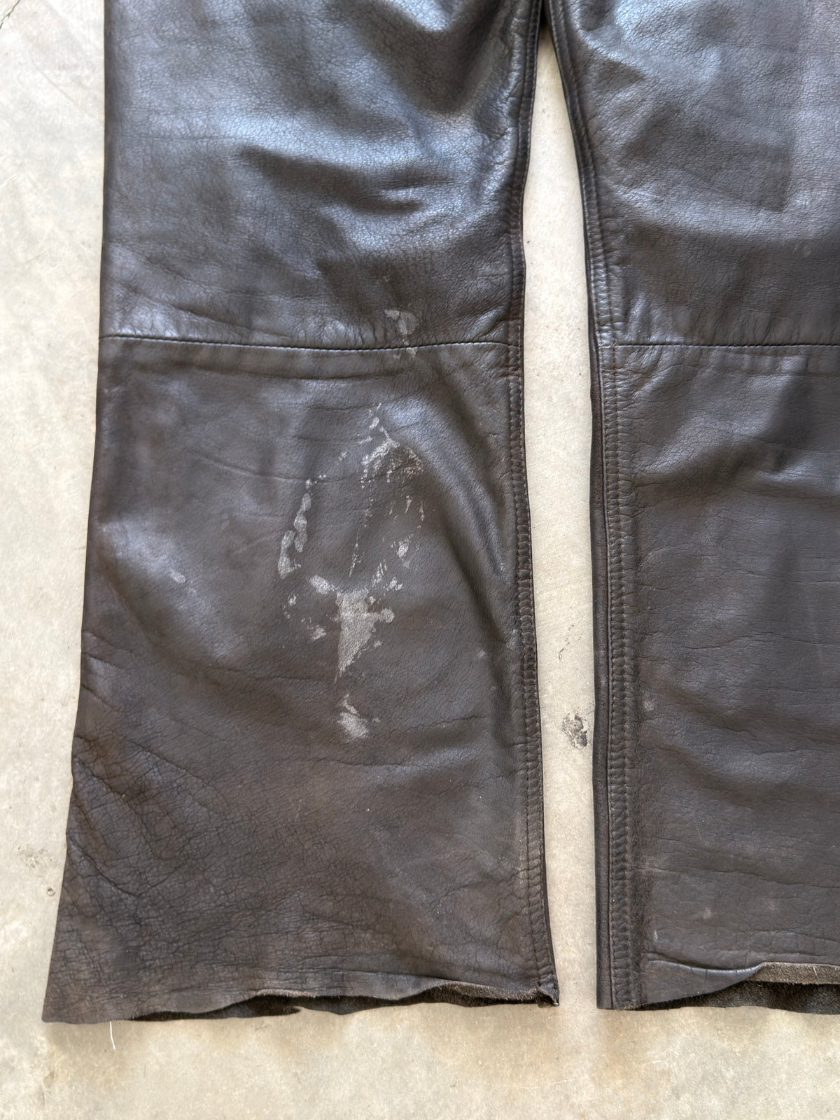 thrashed brown leather pant