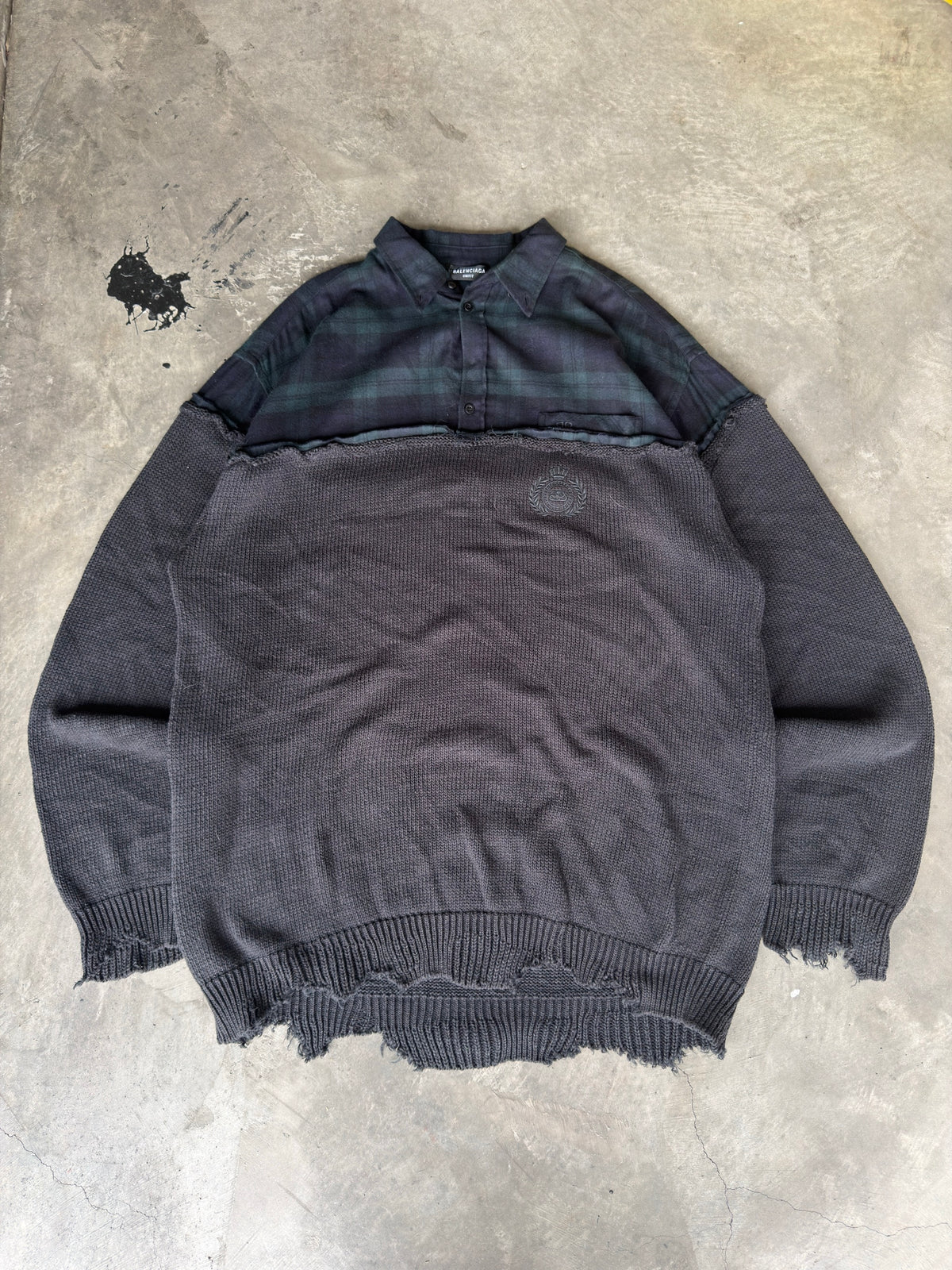 hybrid flannel knit sweater